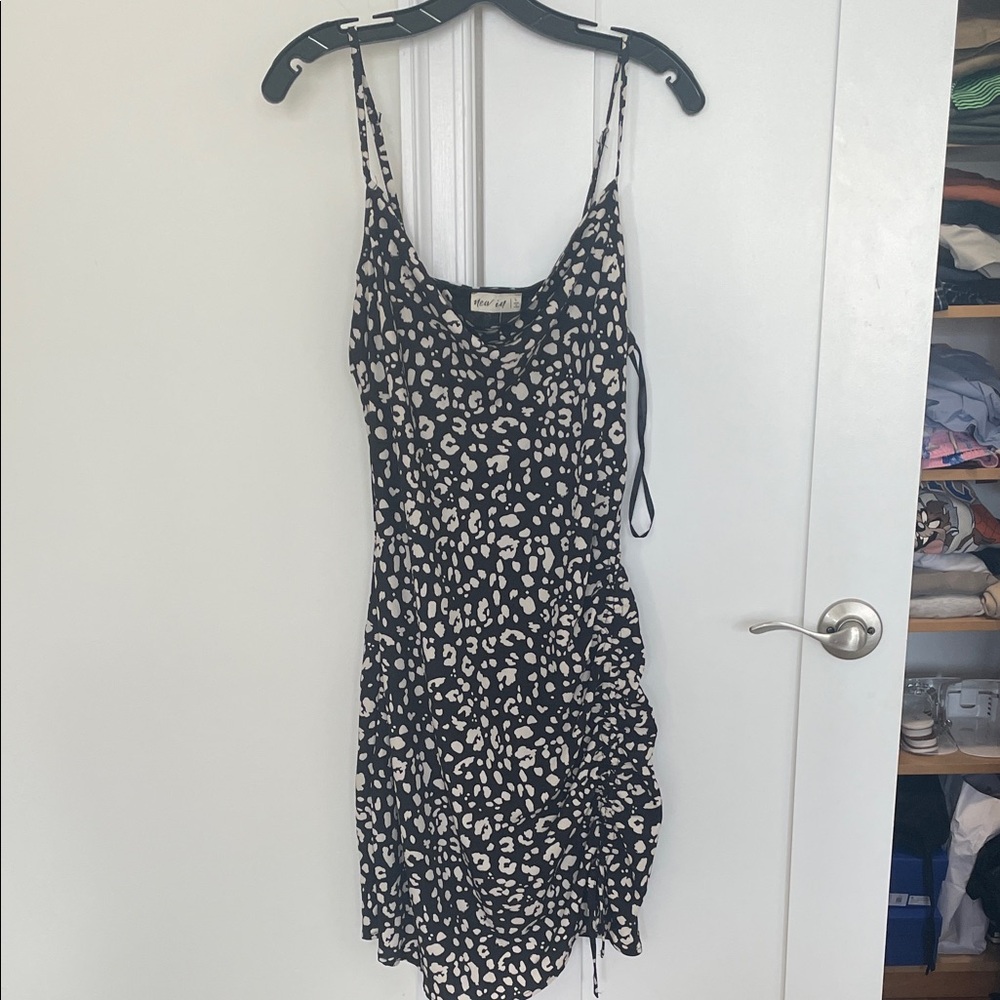 Nasty Gal Black and White Spotted Mini Dress